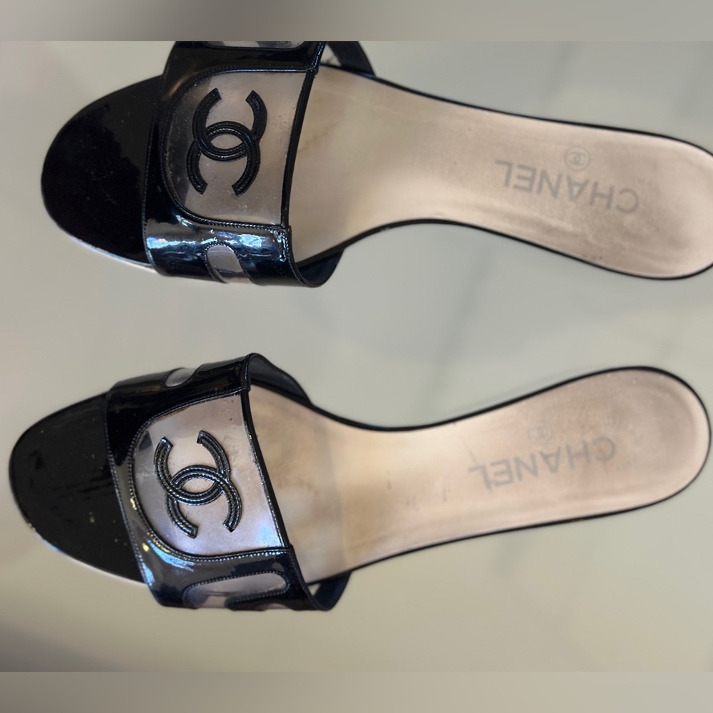 Vintage Mule Slides Chanel logo